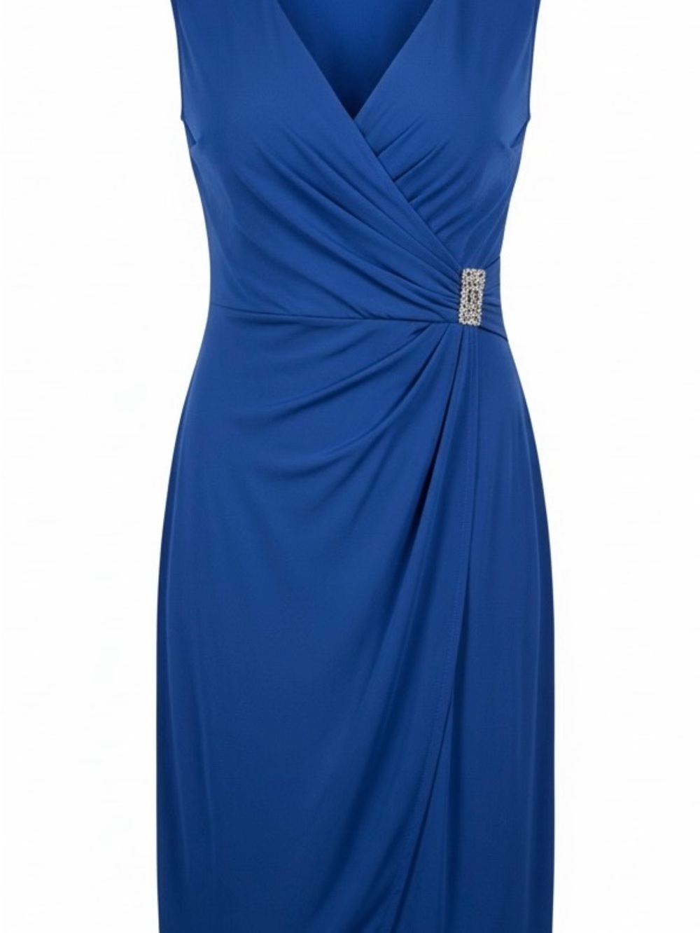 American Living Cobalt Blue Surplice knee length Dress with Rhinestone Buckle